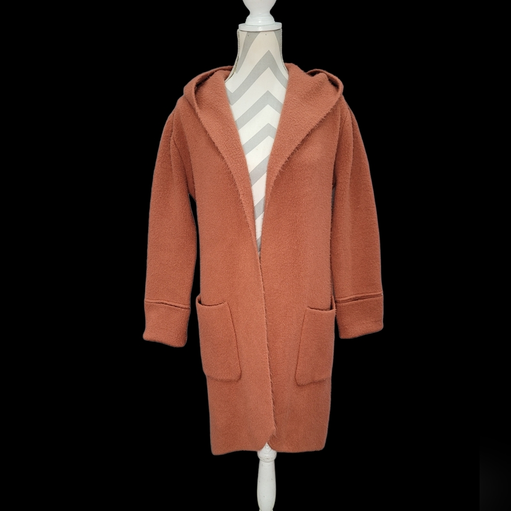 COPY Women's POL Wool Hooded Trench Coat Rust Color L